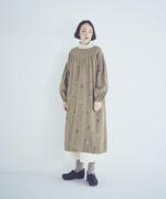 ビスコースリネンフラワー刺繍ワンピース